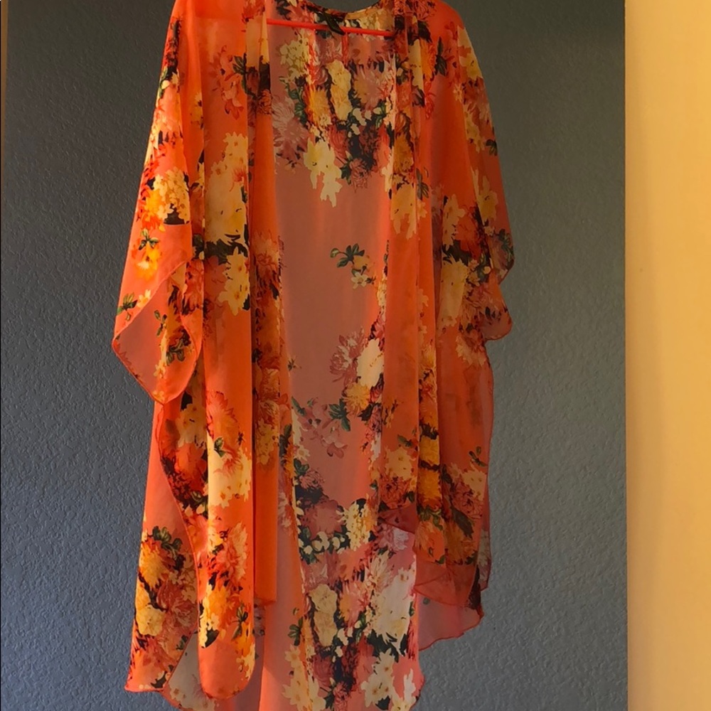 Pink floral kimono